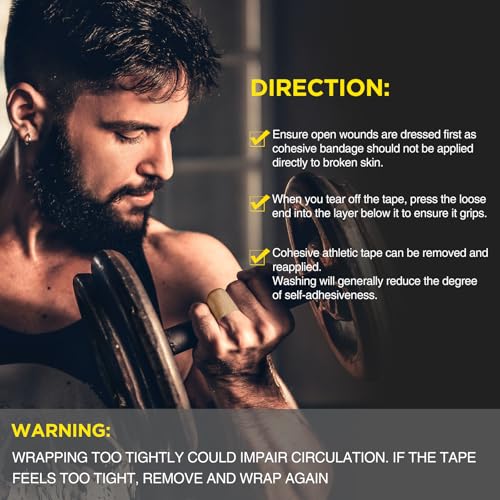 OK TAPE 12 Rolls Self Adhesive Bandage Wrap, Cohesive Elastic Athletic Tape - color: White, size: 2 Inch