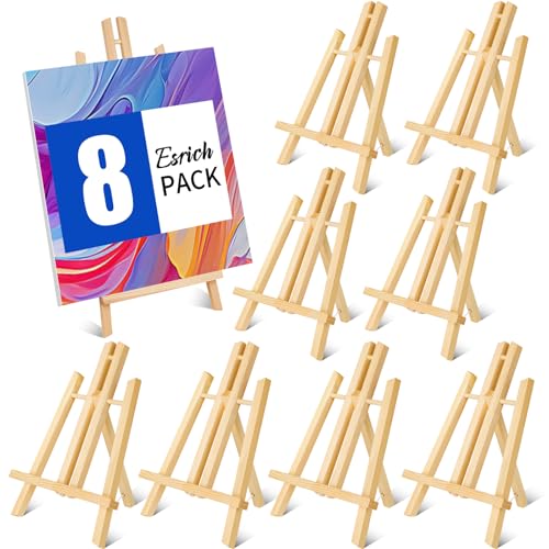 ESRICH 8 Pack 11.8" Wood Easels, Tabletop Easel for Painting | Painting Party, Displaying Canvas, Kids Student Table School Desktop, Portable Canvas Photo Picture Sign Holder - style: 11.8"-8P