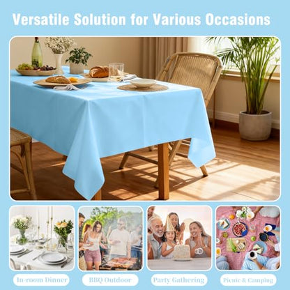 Light Blue Tablecloth - 3 Pack 54" × 108" Rectangle Disposable Light Blue Plastic Table Cloth, Waterproof Table Cover for Party, Holiday & Gathering Use - color: Light Blue