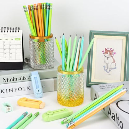 Buqoo 50 PCS Cute Wooden Lead Pencil Pro Art and Sketching Pencil Kit | Comes with 3 Push-Pull Refillable Erasers, Drawing Supplies, Charcoal Pencils, Charcoal Pencils for Drawing - color: Green
