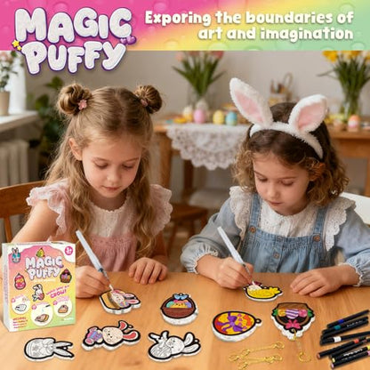 Artnedu Magic Puffy Paint 3D Art,Cute Bunny Theme,Ages 4-10 | Mess-Free Paint by Number Craft for Kids,DIY Color & Inflate Activity, Creative holiday gifts suitable for boys and girls - color: Easter