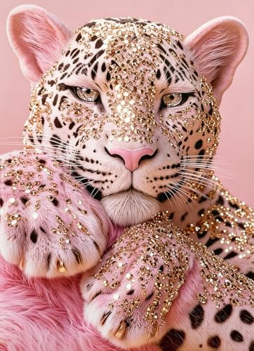 Diamond Art Kits for Adults,Pink Cheetah Diamond Painting Kits 12x16in | Diamond Painting Kit - Sparkling Full Drill Design Perfect for Home Decor, Holiday Gifting, And Relaxing Crafting 12x16inch - color: DP04787