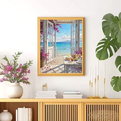 TOCOHANALOGY Paint by Numbers Kit for Adults, Beach Landscape DIY Number Painting for Adults Beginner, Flower Adult Paint by Number Kits on Canvas for Home Wall Decor 16x20in