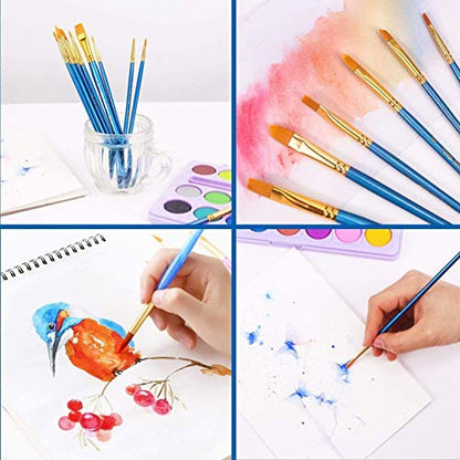 Acrylic Paint Brush Set, 4 Packs / 40 pcs Nylon Hair Brushes | All Purpose Oil Watercolor Painting Artist Professional Kits - size: 40pcs-blue