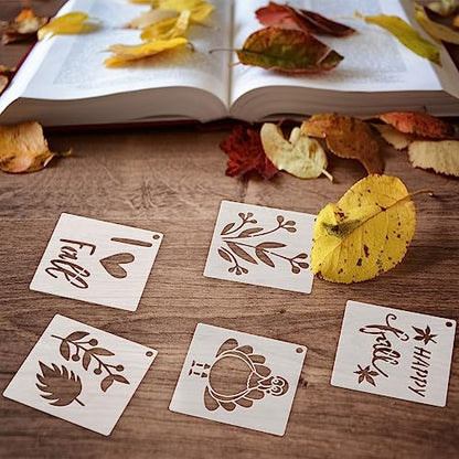 Fainne 100 Pcs 2 Inch Fall Stencils Small Stencils for Painting | Reusable Craft Stencils, DIY Scrapbook, Wood Wall Fabric Rock Chalkboard Sign Painting, Home Art Decor Projects - style: Maple, Pumpkin