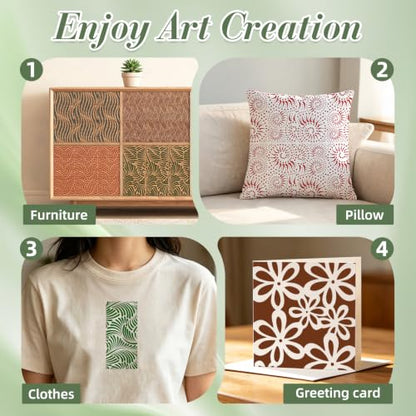Texture Stencils for Crafts Reusable 16Pcs Stencils(8.6X4.1 Inch) - color: Texture 23
