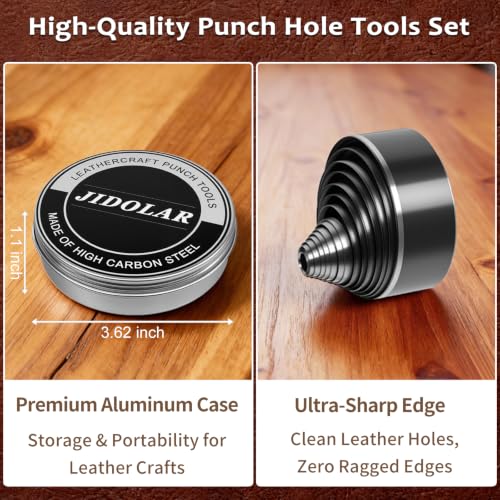Leather Circle Cutter Tool Set, 34 Pieces Circle Punch Tools 1-25mm 30 35 40 45 50 55 60mm, High Carbon Steel Round Cutting Dies - Leather Hole Punch Tool Kit for DIY Leathercrafts - size: 34 Sizes