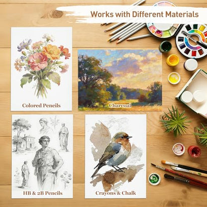MAXECHO 20 Sheets Cold Press Watercolor Paper, 9" x 12" Cotton Water Color Drawing Paper, 140lb/300gsm Loose Acrylic Painting Artist Sketch Sheets, Art Supplies for Adults, Watercolor Paint Set
