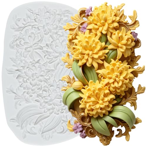 Chrysanthemum Flower Polymer Clay Molds Chrysanthemum Silicone Mold - color: Style W