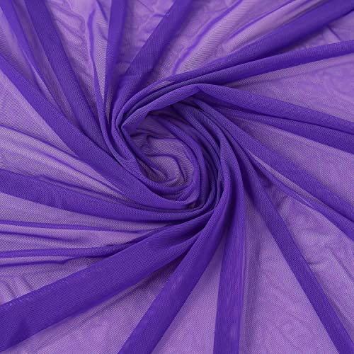 Ultrathin 4-Way Stretch Net Fabric Nylon Spandex Power Mesh Lightweight Sheer 60" Wide, a Continuous 5 Yards (Purple) - color: Purple