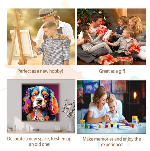 Artunion Framed Paint by Numbers Kit for Adults Beginners & Kids Ages 8-12,Cavalier King Charles Spaniel Paint by Number with Frame,Dog Animal Paint by Numbers Kit on Canvas 10 * 10 Inch Without Easel - color: ZXT-382-F