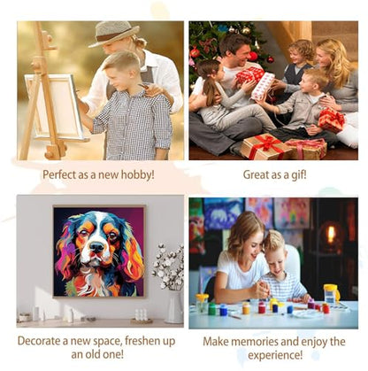Artunion Framed Paint by Numbers Kit for Adults Beginners & Kids Ages 8-12,Cavalier King Charles Spaniel Paint by Number with Frame,Dog Animal Paint by Numbers Kit on Canvas 10 * 10 Inch Without Easel - color: ZXT-382-F