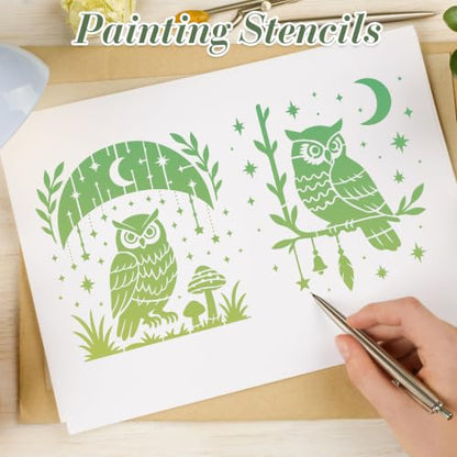 Owl Stencils for Crafts Reusable 24Pcs Stencils(5.9X5.9 inch) - color: Owl 1