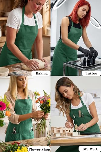 Nanxson Pottery Apron Split Leg with 3 Pockets & Adjustable Buckle | cotton material,Long apron,adjustable waist tie,for Pottery Ceramic Wheel DIY Art Garden - color: Green