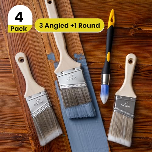 Mister Rui Paint Brushes Set, 4 Pack Angled Brushes for Trim and Wall | Synthetic Sash Brush for Cabinets & Wall Paint Brushes for Oil, Latex, No Shedding - size: 4PCS, 0.6", 2" Short 2, 2.5"