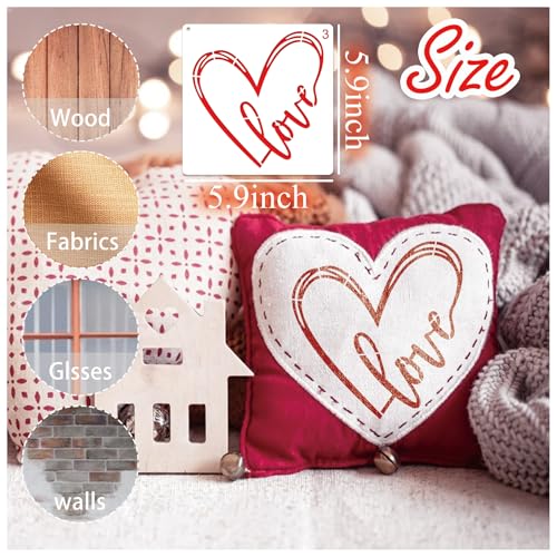 16 Pieces Heart Stencils for Crafts Reusable Mixed Media Geometric Stencils for Painting on Canvas Scrapbook Paper Fabric Pillows Card Making (16 Heart) - style: 16 Heart