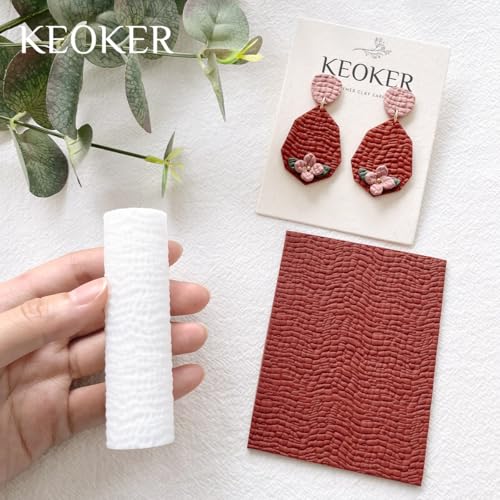 KEOKER Leather Texture Roller for Polymer Clay, Polymer Clay Texture Roller, Polymer Clay Leather Texture Roller, Like Polymer Clay Texture Sheets, Great Work with Polymer Clay Cutters - color: Crocodile Grain