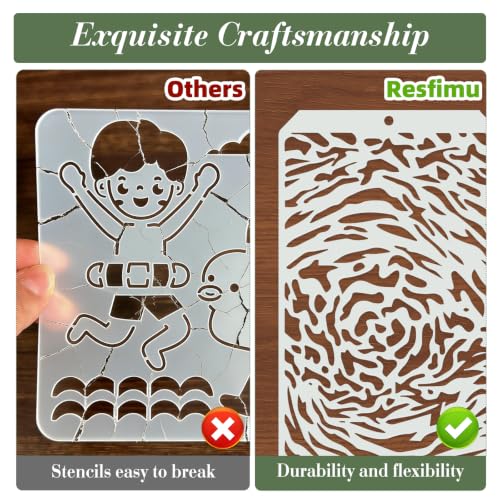 Geometric Texture Stencils for Crafts Reusable 12Pcs Stencils(8.6X4.1 Inch) - color: Texture 27