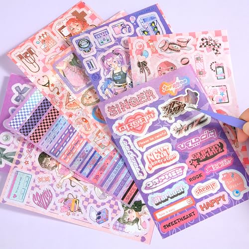 Auguro Scrapbook kit for Girls A6 Grid Kawaii notebooks Stationery Junk Journal Kit Scrapbooking Supplies kit Craft DIY Gift for Adult Teen Girl Cute Bullet Journal - color: purple