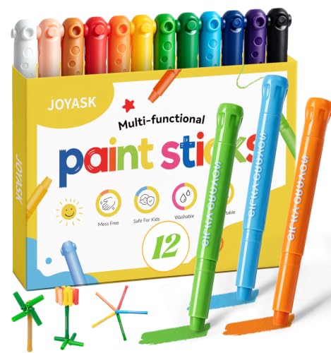 12 Colors Silky Twistable Crayons with Interlocking Caps, Washable Crayons | Crayons for Kids Ages 4-8, Paint Sticks with Interlocking Caps for Creative Building, Works Great on Paper Wood Canvas - color: 12 Colors