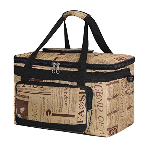 Starsouce Large Capacity Art Supply Organizer Tote Bag – Padded Craft Storage with Adjustable Shoulder Strap, Foldable Travel Caddy for Brushes, Markers, Sketchbook, Watercolor Palette & More - color: Newspaper