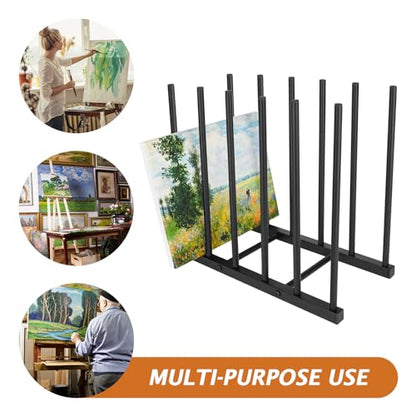 ikkle Art Storage Rack Painting Canvas Storage Rack for Display, Metal Drawing Printing Rack for Canvas Frames, Black