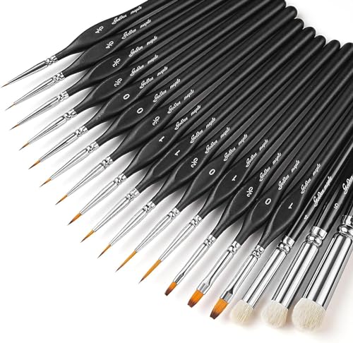 Golden Maple Dry Brush Miniature Painting, 18PC Miniature Paint Brushes Model Brushes Micro Detail Paint Brush Set, Fine Detailing for Acrylics, Watercolors, Models, Figurine - color: Black