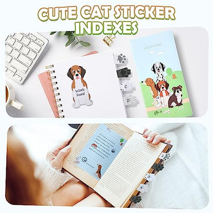 Hommie Dog Sticky Notes Set, Planner Sticky Note Dividers Tabs 300 Sheets, Cute Animals Shape Markers Flags Self-Stick Memo Pads for Dog Lovers Home Office School Supplies - color: Dog(blue Background)