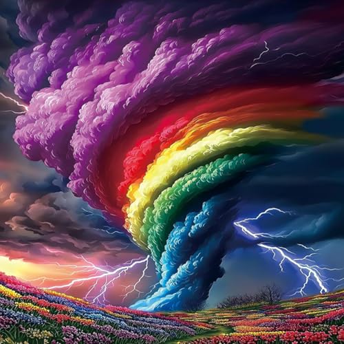 AIBOERL Diamond Art Kits for Adults,Rainbow Diamond Painting Wall Decor | Round Drill Scenery Diamond Painting for Beginners DIY Rhinestone 5D Diamond dots(Gemstone Craft)Wall Art Gift 12x16IN - color: DP03568