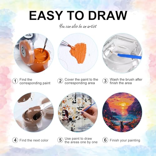 Sunset Paint by Numbers Kit for Adults Beginner Without Frame 16x20 IN - color: YOPNF08