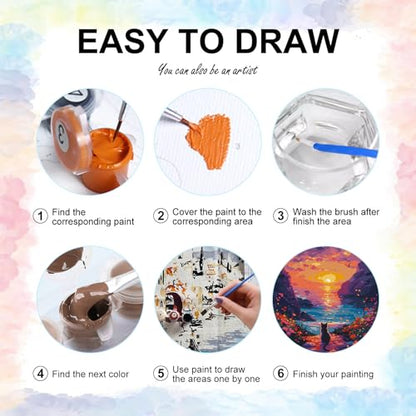 Sunset Paint by Numbers Kit for Adults Beginner Without Frame 16x20 IN - color: YOPNF08