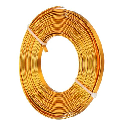 uxcell 18 Gauge Flat Aluminum Wire, 16.40 ft 5mm Wide Aluminum Crafts Wire for Flower Bonsai Crafts Carving DIY Bezel Sculpting Gem Metal Wrap, Golden Yellow - color: Golden Yellow, size: 5mm