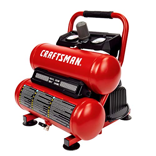 Craftsman 2-Gallon Air Compressor, 1/3 HP Oil-Free Twin Tank, 125 PSI | Lightweight, Home DIY, Tire Inflation, Spray Painting, Oil-free, Low Maintenance, Quiet Operation, 0.5 CFM @ 90PSI