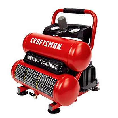 Craftsman 2-Gallon Air Compressor, 1/3 HP Oil-Free Twin Tank, 125 PSI | Lightweight, Home DIY, Tire Inflation, Spray Painting, Oil-free, Low Maintenance, Quiet Operation, 0.5 CFM @ 90PSI