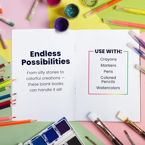 Hygloss Blank Books - Bulk 10 Pack – 5.5" x 8.5" A5 Kraft Paperback Blank Book for Kids to Write Stories, Doodle, Arts & Crafts – Plain Drawing Sketchbook, Unlined Journal, Notebook Without Lines - color: Kraft, style: 10 Books