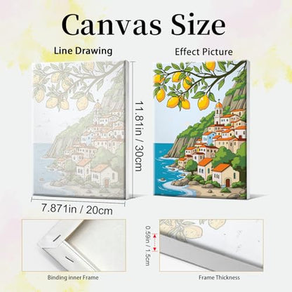 JOOZ 4 Pack Paint by Numbers Kit for Adults with Frame Landscape 8x12 Inch - color: Mountain Landscape 31