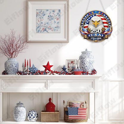 Eiflow Acrylic Diamond Art Hanging Kit for Adults, DIY Diamonds Painting Door Hanger Board Kit, Special Crystal Diamond Art Painting Pendant Ornament (Eagle Badge) - color: Eagle Badge