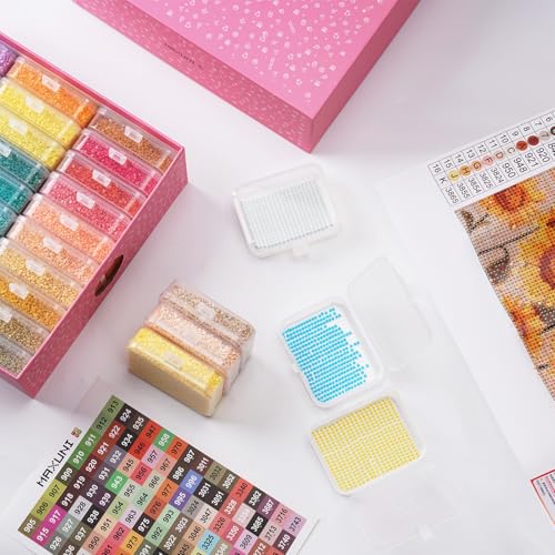 20PCS Diamond Painting Storage Containers Trays with Lids | Diamond Art Beads Storage & Line-Up Trays, Diamond Art Accessories Tools, Diamond Painting Dots Organizer, Pink Box Package - size: 20 Piece Tray Kits