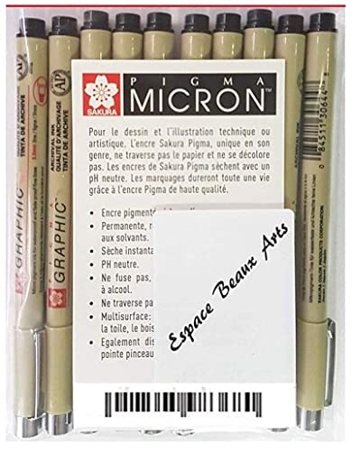SAKURA Sakura Pigma Micron 10 Fineliners Black 0.4 mm Fine Tip