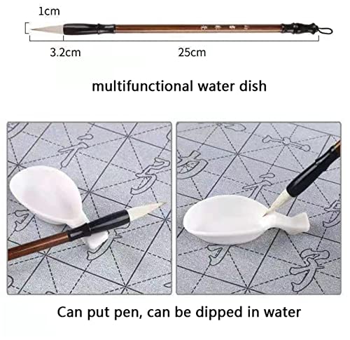 10 Pcs Water Drawing Writing Cloth Sets Reusable Water Paper Chinese Magic Mat for Students Chinese Calligraphy Practice with Water Dish, Brush Pen