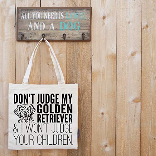 Pet Studio Art Don't Judge My Dog Tote Bag - color: Golden Retriever