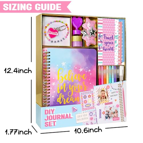 Nollh DlY Journal Kit for Girls Scrapbook Gifts for 8-12 Year Old Girl | 200+PCS Teen Tween Girl Gifts Trendy Stuff Stationery Set Art Crafts Kit 8 9 10 11 12 13 14 Year Old Girl Birthday Gift