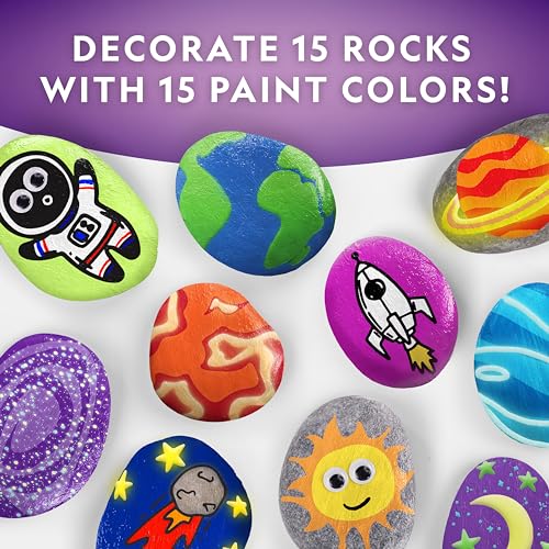 National Geographic Glow-in-the-Dark Rock Painting Craft Kit for Kids | 15 River Rocks, 15 Paint Colors, Glow Paints, Brushes and Art Supplies, Kids Craft Activity, Creative Birthday Gift - style: Glow in the Dark