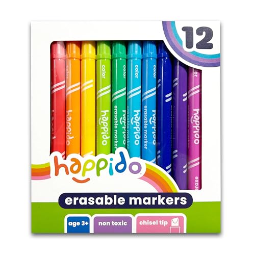 Happido Double-Sided Erasable Markers for Kids, Set of 12 - style: 12 Count - Erasable Double Ended