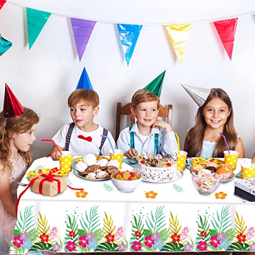PATIAI 3 Pack Hawaiian Luau Tablecloths,Summer Themed Birthday Table Covers