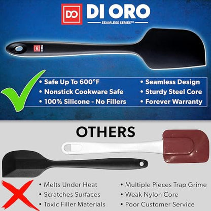 DI ORO Silicone Spatula Set - 600F Heat Resistant, 5-Pc Black - color: Black