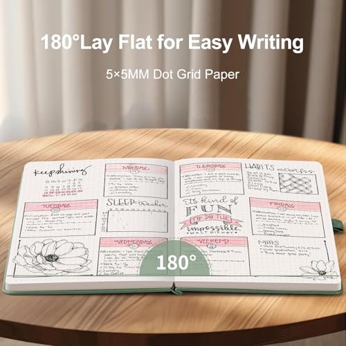 AHGXG Dotted Journal, 150 GSM Paper, 128 Pages, A5 (5.7'' X 8.3'') - color: Sage Green, style: A5-Dotted-150G