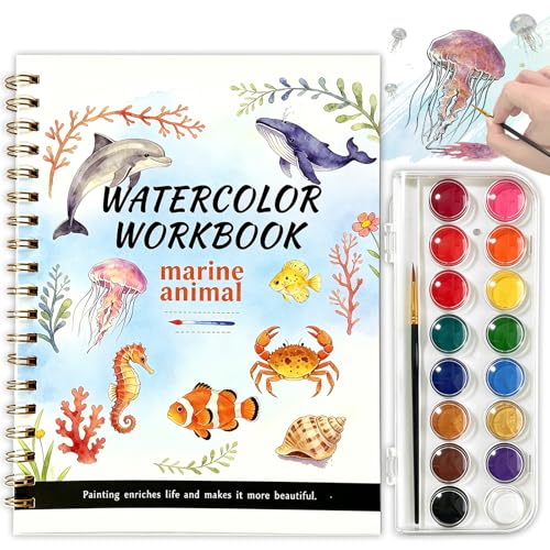 Watercolor Workbook, 16 Colors Watercolor Books Paint Set for Adults Teens | Watercolor Book for Beginners,Creative Exploration Coloring Book Set for Gifting to Creativity and Joy - color: Animal Theme
