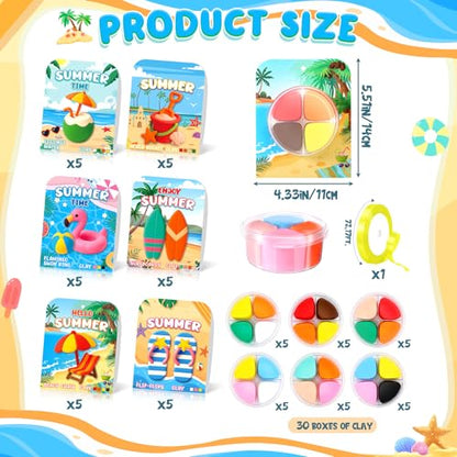 Capoda 30 Sets Summer Air Dry Clay Kits for Kids Back to School Gifts Bulk - style: Summer