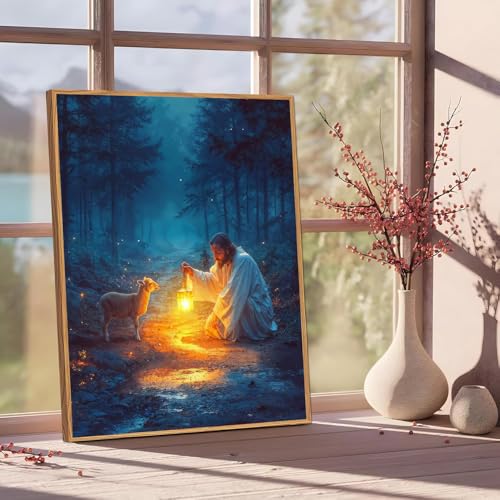 Jesus Paint by Numbers Kit for Adults Framed Canvas 12X16 in, Frameworkless | Easy Adult Paint by Number Kits on Canvas DIY Christianity Painting for Beginners Art by Numbers for Home Wall Decor Gift - color: YH02801